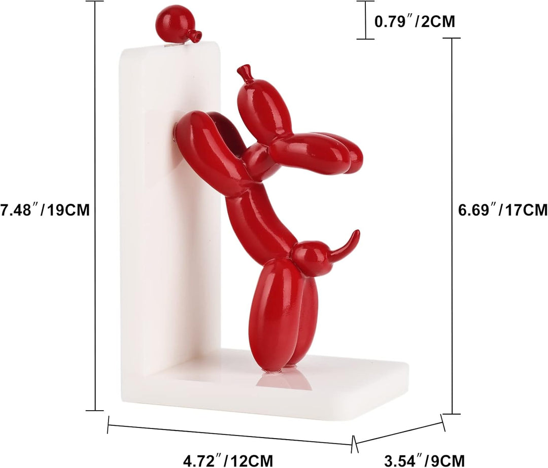 Harz Ballon Hund Buchenden, weiss L-förmigen Regal, Moderne Hund Statur Buchstützen, Heavy Duty Buch