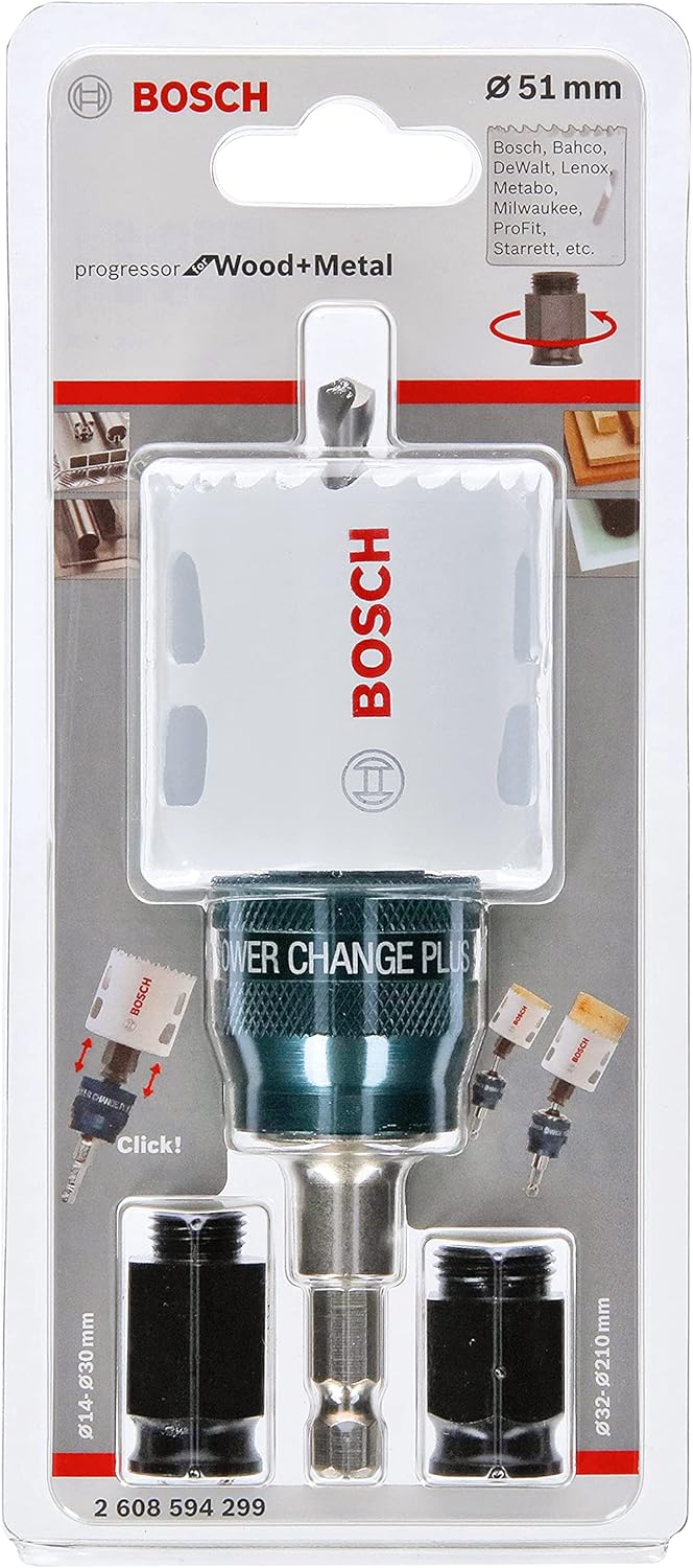 Bosch Accessories Lochsäge Progressor for Wood &amp; Metal Starter Kit Set (Holz und Metall, Ø 51 mm, Zu