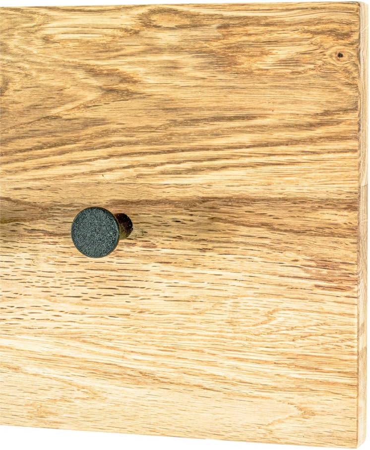 HAKU Möbel Wandgarderobe, Massivholz, eiche geölt-schwarz, B 80 x T 6 x H 20 cm Eiche Geölt-schwarz