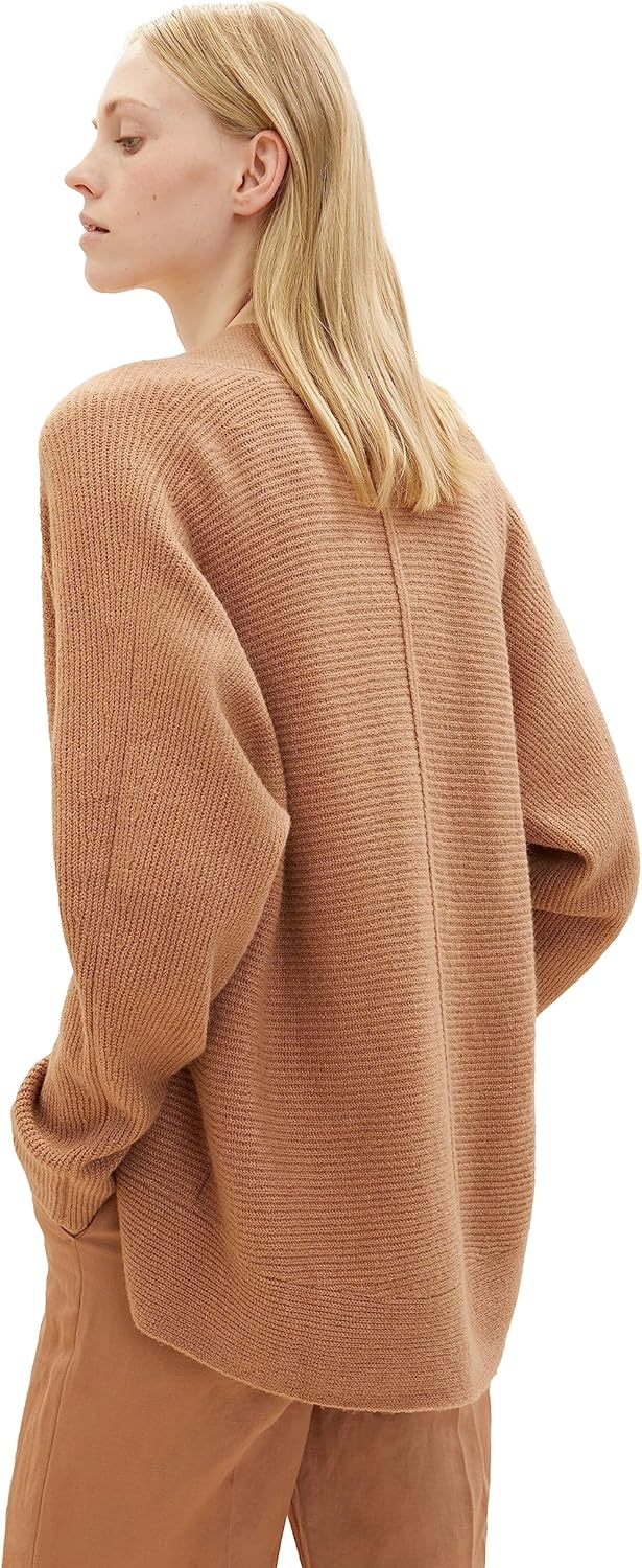 TOM TAILOR Damen Basic Cardigan Strickjacke L 32399 - Blush Mahogany Melange, L 32399 - Blush Mahoga