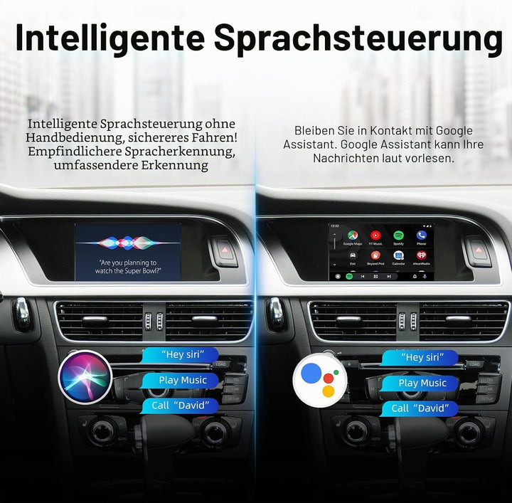 EZoneTronics Wireless CarPlay &amp; Android Auto Retrofit Kit Decoder Box für Audi A4/A5/Q5 2009-2017 mi