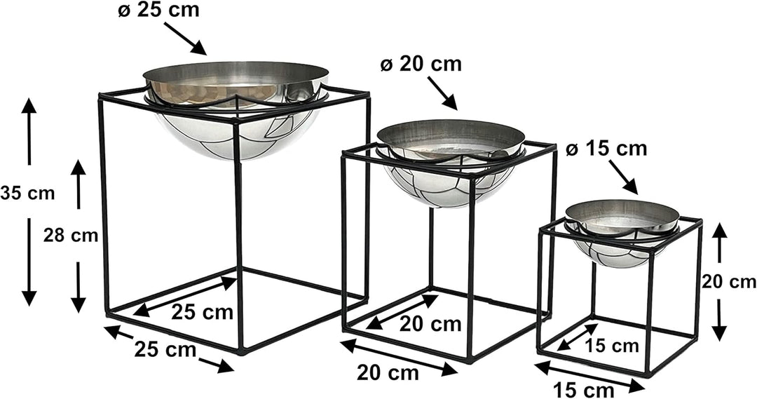 DanDiBo Blumenhocker Metall mit Topf Schwarz Silber Blumenständer 96256 3er Set Blumensäule Modern P