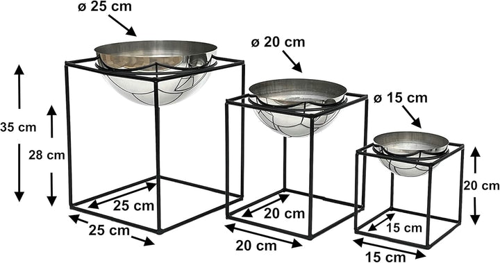 DanDiBo Blumenhocker Metall mit Topf Schwarz Silber Blumenständer 96256 3er Set Blumensäule Modern P