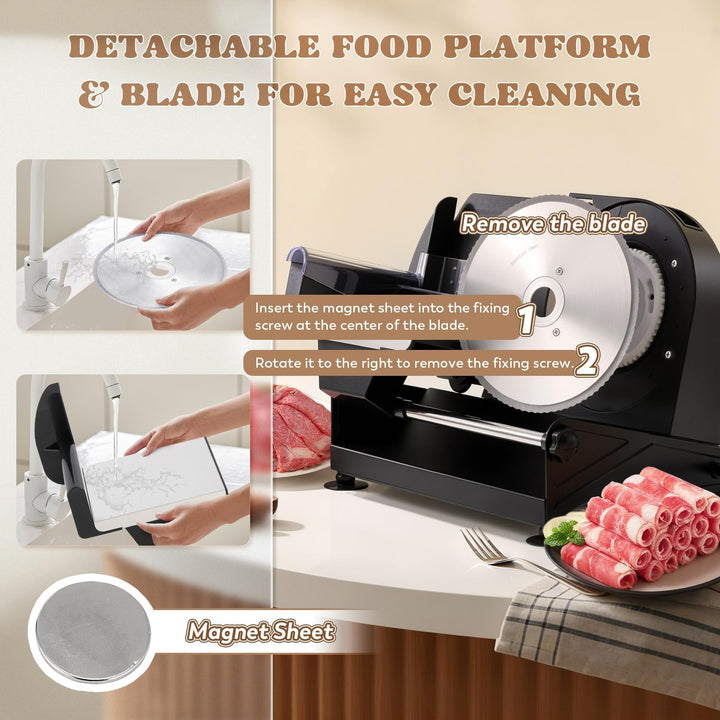 Moongiantgo Allesschneider Elektrisch Brotschneidemaschine mit 2x Abnehmbarer 7.3'' Edelstahlklinge,