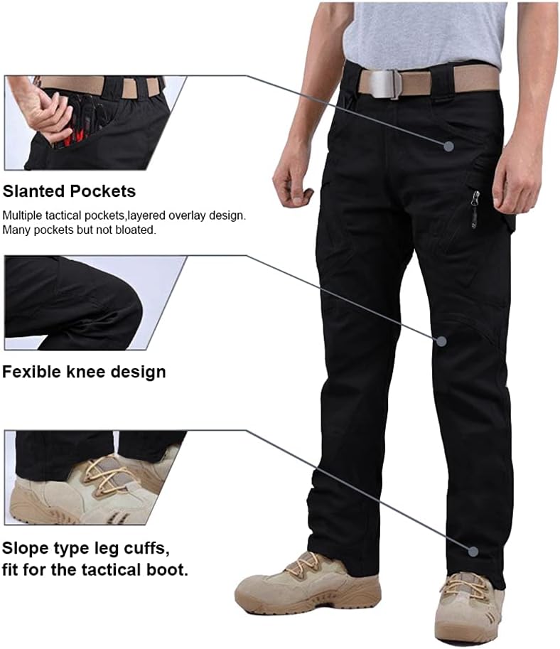 FEDTOSING Cargohose Herren Vintage Militär Tactical Hosen mit Stretch Arbeitshose Outdoor Viele Tasc
