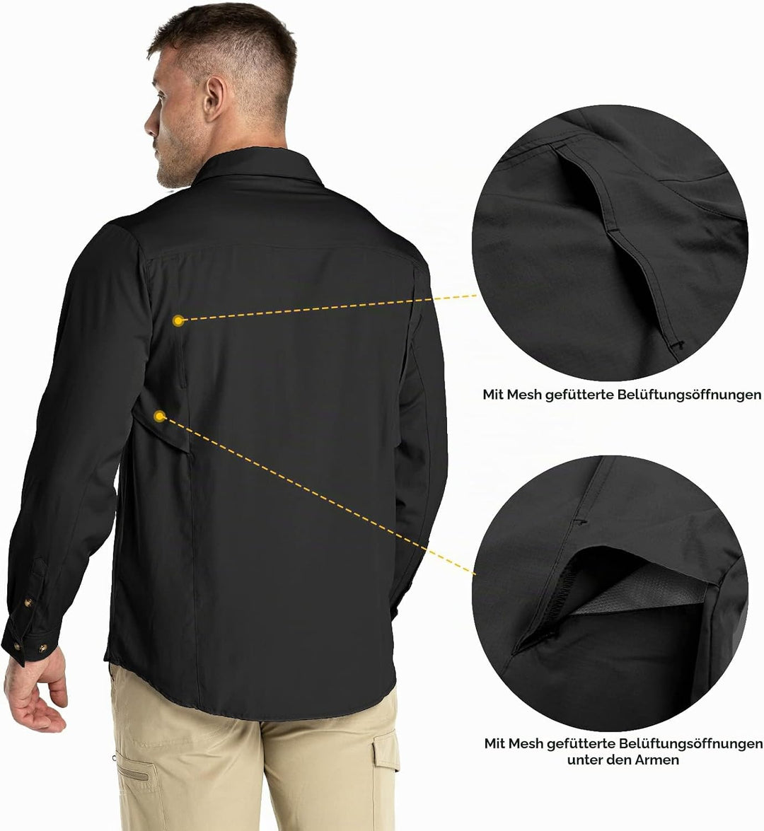 Outdoor Ventures Hemd Herren Freizeithemd Langarm Outdoor Shirt Atmungsaktive Schnell Trocknende Fun