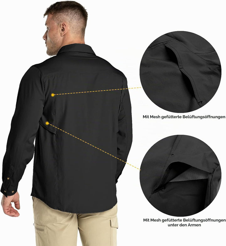 Outdoor Ventures Hemd Herren Freizeithemd Langarm Outdoor Shirt Atmungsaktive Schnell Trocknende Fun