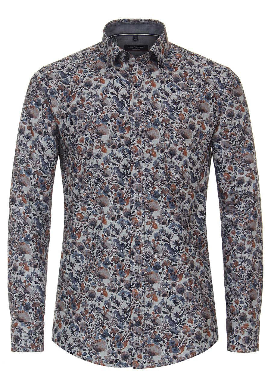 Casamoda Casual Fit Hemd super Langer Arm Button Down Kragen Muster blau Grösse XL