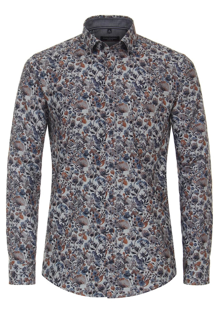 Casamoda Casual Fit Hemd super Langer Arm Button Down Kragen Muster blau Grösse XL