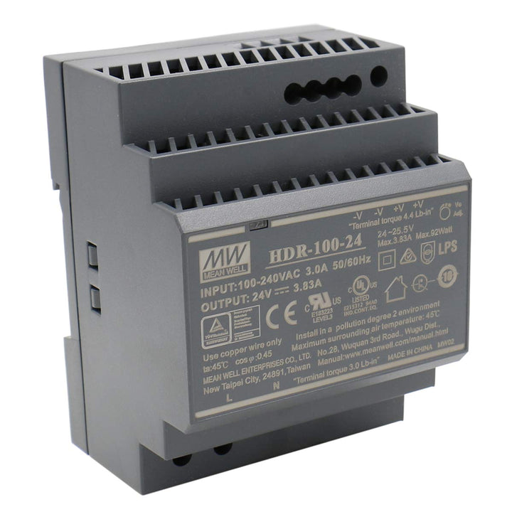 MEAN WELL HDR-100-24 AC-DC Ultra Slim DIN Rail Netzteil CV, schwarz HDR-100-24 Single, HDR-100-24 Si