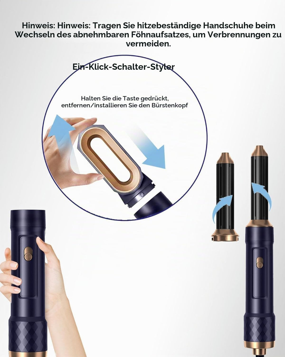 UMIGA Hairstyler 6 in 1 Hairstyler, Multistyler Lockenstab mit Luft Blau Hair Dryer Styler Set, Blau