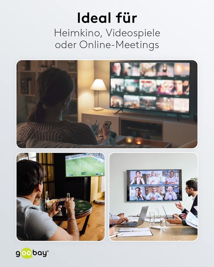goobay 58490 HDMI Umschaltbox mit Audio Ausgang/HDMI Verteiler unterstützt Auflösungen bis zu 4K@60H