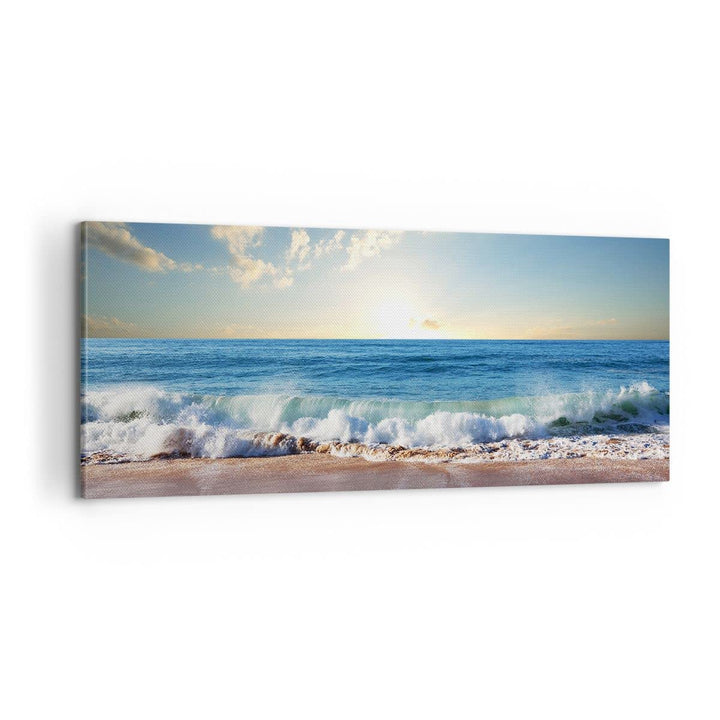 Panorama Bilder auf Leinwand 100x40cm Leinwandbild Meer Ufer Wasser Gross Wanddeko Bild Schlafzimmer