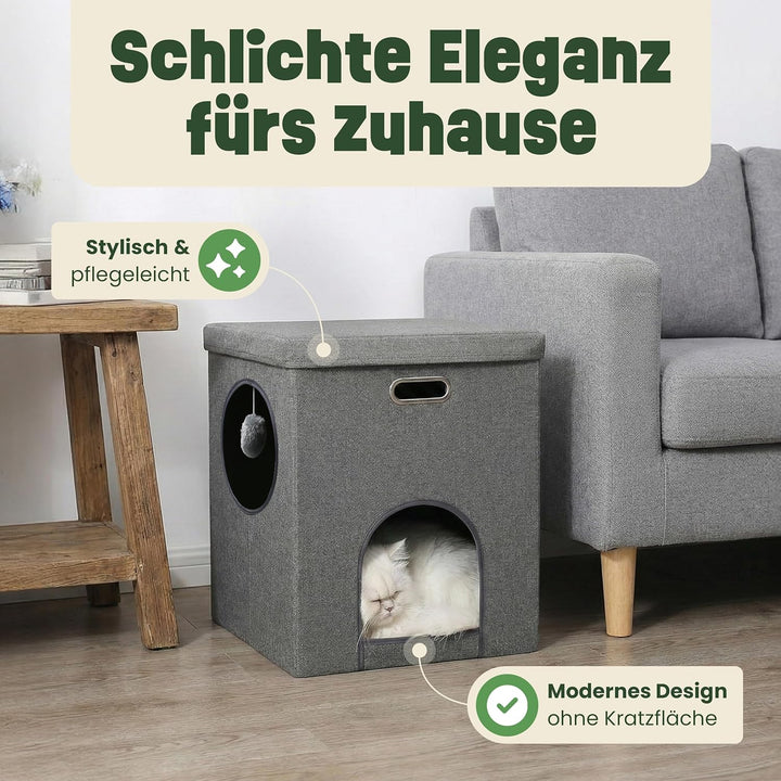 zooprinz katzenhöhle cat cave – kuschelhöhle für Katzen & grosse Katze, warmes katzenbett beige mit