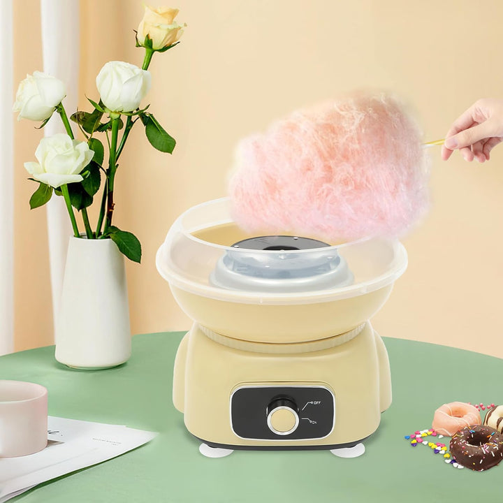 Zuckerwattemaschine Set, 500W Zuckerwatte Maschine mit Plastikstab Löffel und 10 Bambus-Stäbchen, 18