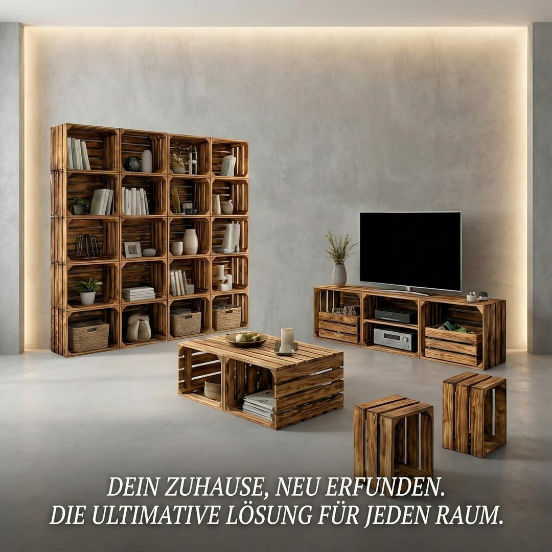 Tolle Vintage Obstkisten Holzkisten Weinkisten im praktischen 3er Set -Ideal für den Möbelbau oder z