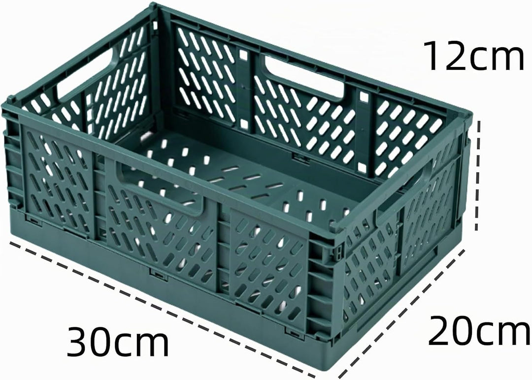 4 Stück Grün Klappbox 30×20×12cm,Klappkiste Körbe Aufbewahrung Zusammenklappbarer Tragbar Aufbewahru