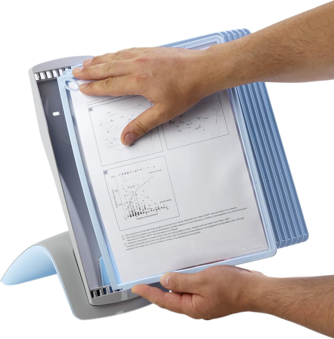 Durable Sichttafelsystem antibakteriell, Tischständer mit 10 Tafeln A4, 591200, Tisch