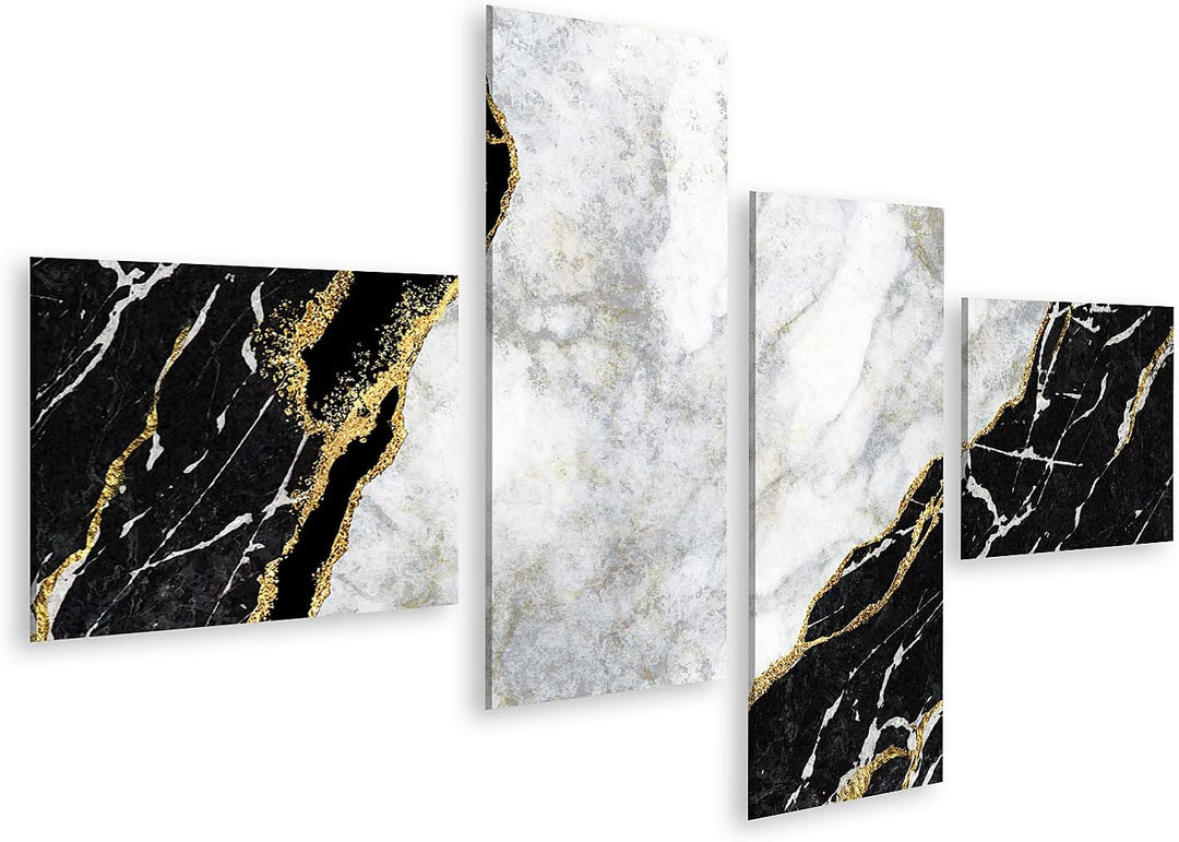 islandburner Bild auf Leinwand Luxus Abstrakter Hintergrund Schwarz Weisser Marmor Mit Goldenen Ader