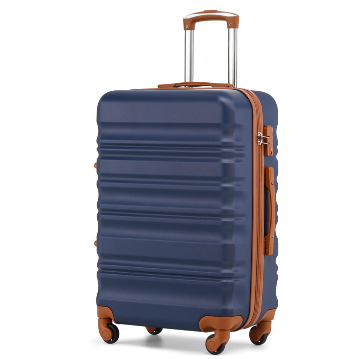 COOLIFE Hartschalen-Koffer Trolley Rollkoffer Reisekoffer mit TSA-Schloss und 4 Rollen (Blau/Braun,