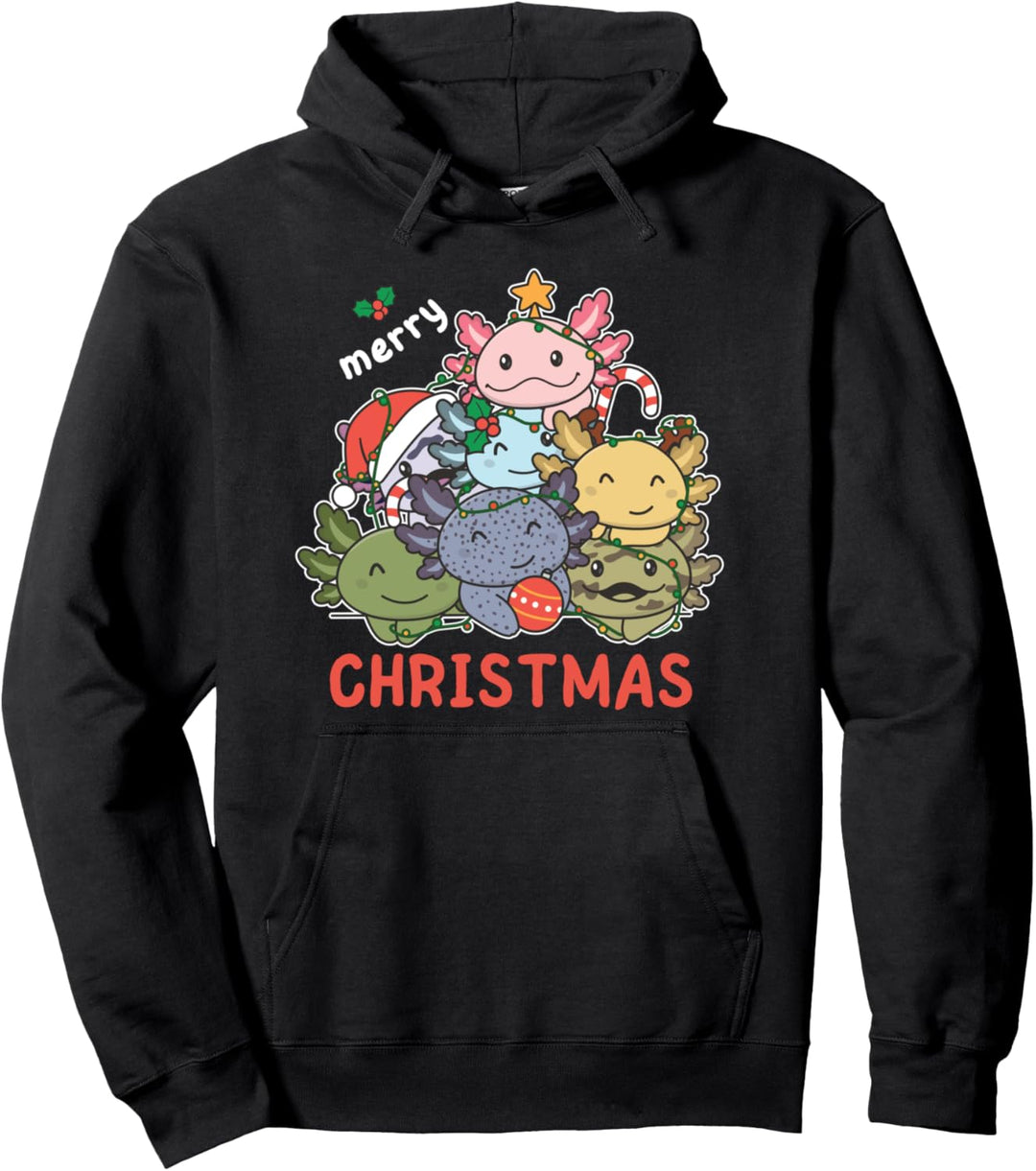 Axolotl Weihnachtsbaum Lustiges Tier Frohe Weihnachten Pullover Hoodie