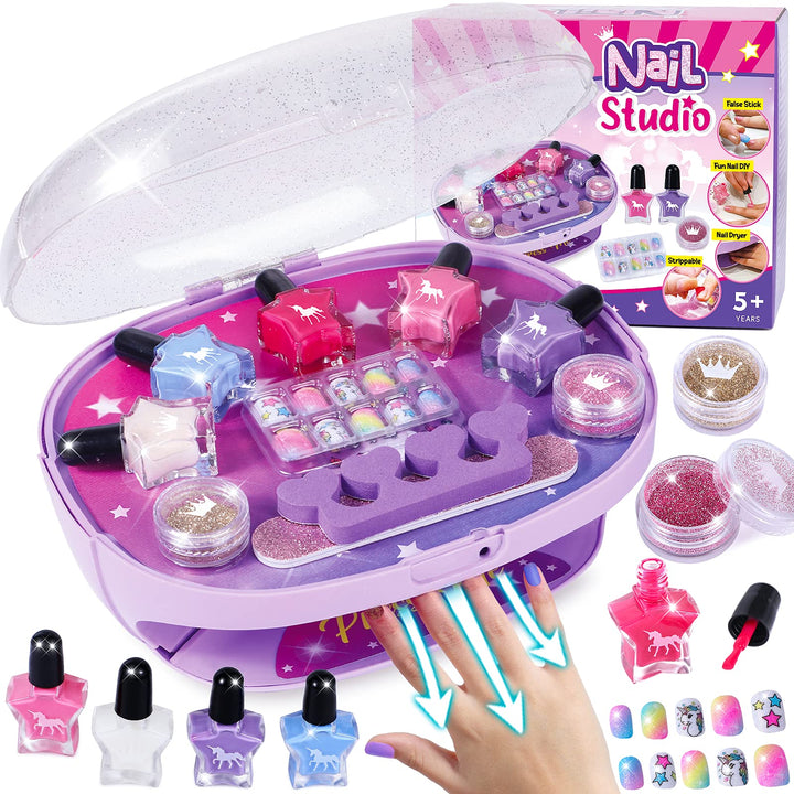 Tacobear Nagelstudio Kinder Mädchen Geschenke 6 7 8 9 10 Jahre Nageltrockner Peel Off Nagellack Pres