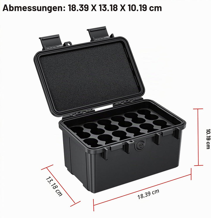 KIWIFOTOS Batterie-Organisator Hartbox für 18650 Batterien, stossfest und wasserdicht Batterie-Lager