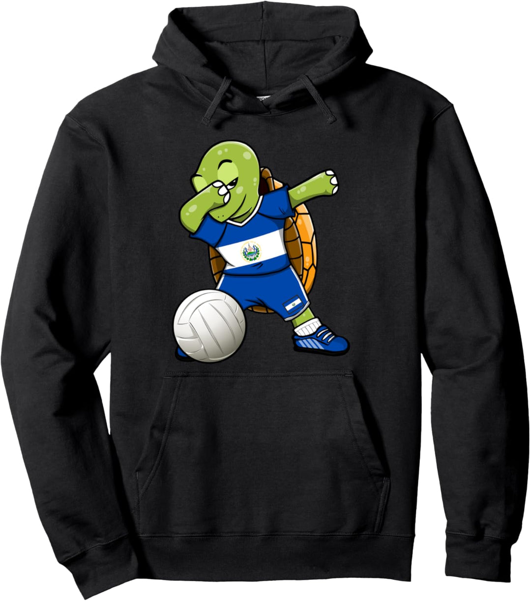 Dabbing Schildkröte El Salvador Volleyball Mannschaft Sport Pullover Hoodie