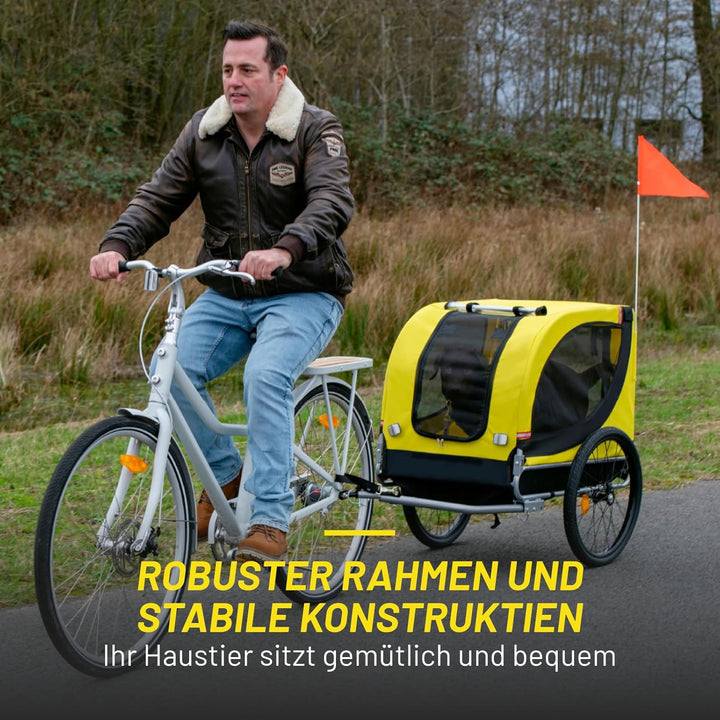 Dunlop Hundewagen - Hundebuggy max. 40KG - Hundeanhänger Zusammenklappbar - Hunde Fahrradanhänger mi