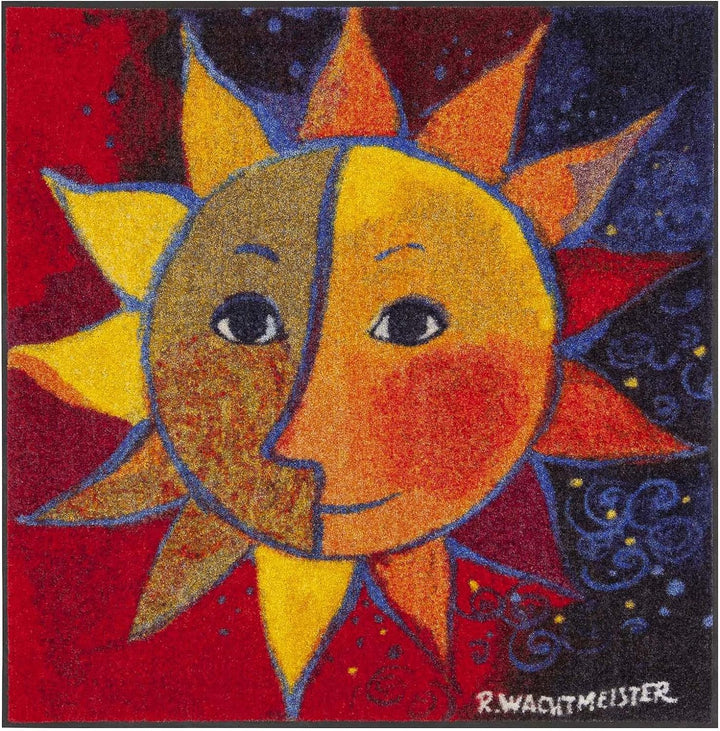 Salonloewe Rosina Wachtmeister Fussmatte Sole 85x85 cm Katzen bunt Wohn-Teppich quadratisch waschbar