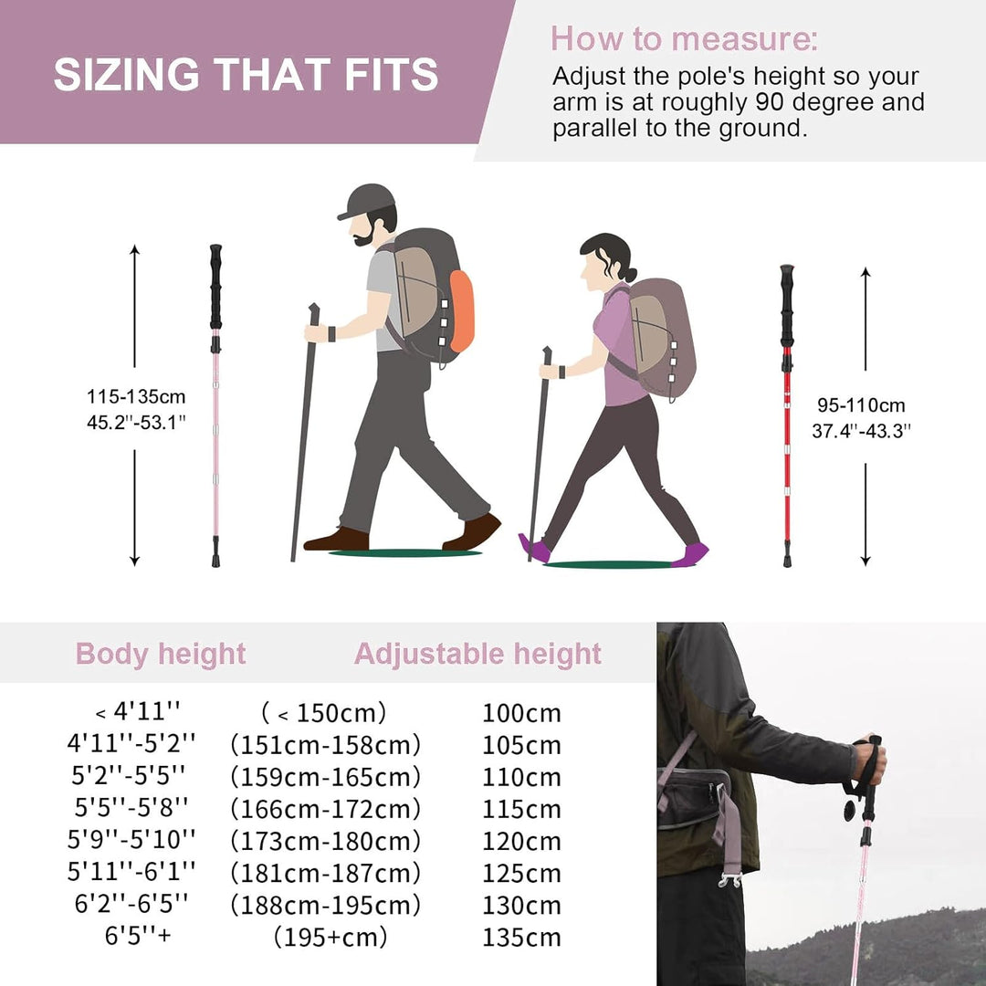 BISINNA Wanderstöcke Trekkingstöcke Nordic Walking Stöcke - 95-115 cm / 115-135 cm Faltbar Verstellb