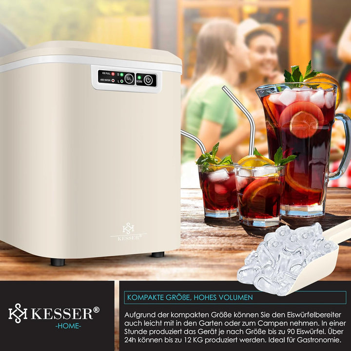 KESSER® Eiswürfelbereiter | Eiswürfelmaschine Edelstahl | Ice Maker | 12 in 24h | Zubereitung in 7 m