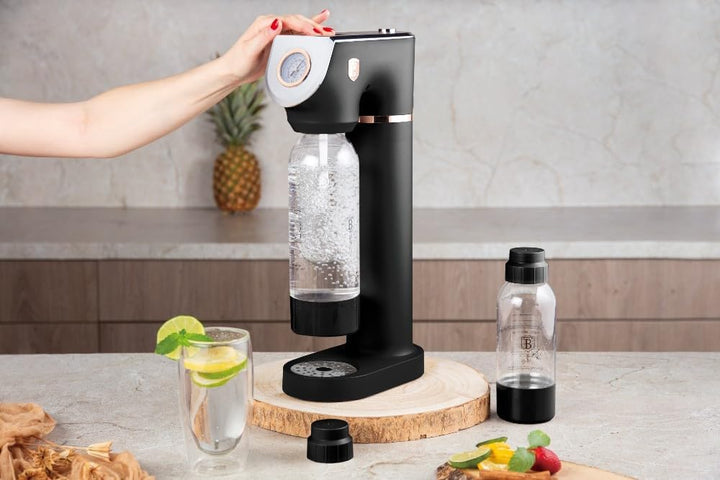 BERLINGER HAUS Sodabar Soda Maker + 2 Bottles Black Rose Collection | Umweltfreundlich und Benutzerf