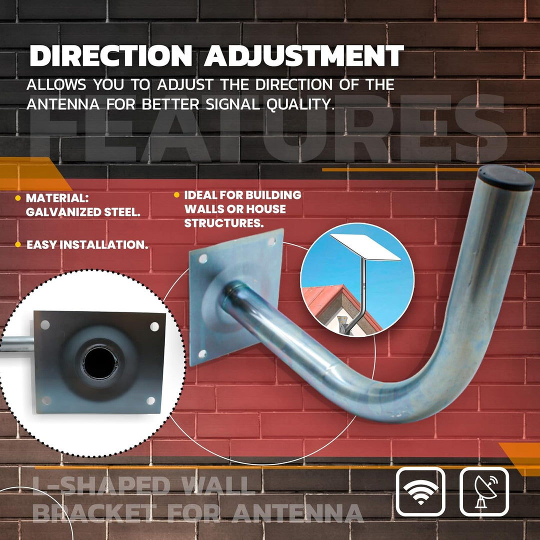 DOJA Barcelona | Wand SAT Halterung | Packung 1 | L-förmiger Wand Antennenmast | Ø 38mm | 33 X 25cm