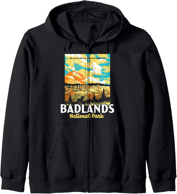 Retro Badlands National Park South Dakota WPA Style Vintage Kapuzenjacke