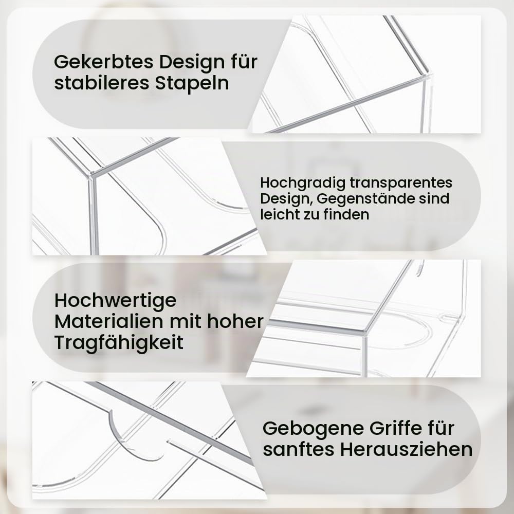 2 Stück Stapelbarer Kosmetik Organizer, TIE-DailyNec Transparenter Acryl Make Up Organizer, Schreibt