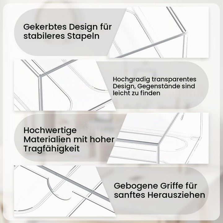 2 Stück Stapelbarer Kosmetik Organizer, TIE-DailyNec Transparenter Acryl Make Up Organizer, Schreibt