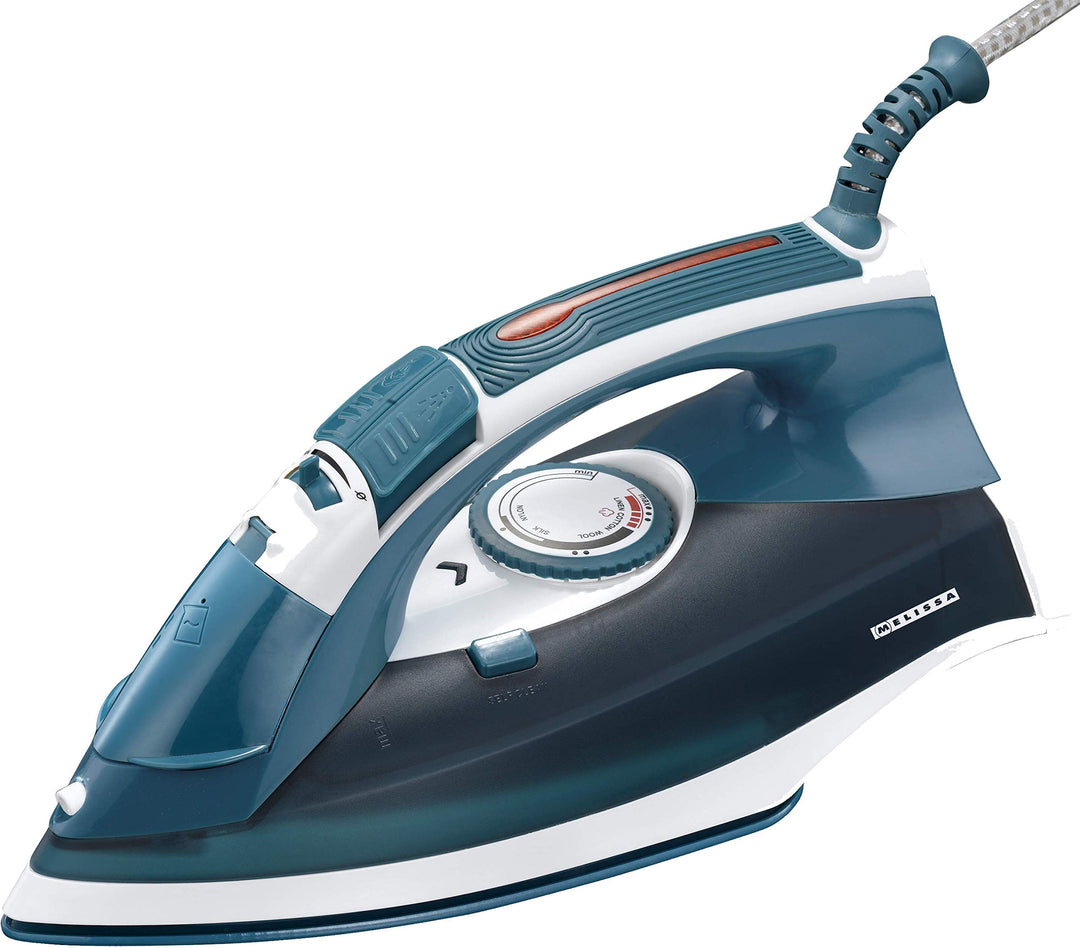Melissa 16390052 XXL Dampfbügeleisen, 2.200 Watt, Dampfstoss,180 ml Wassertank, Türkisblau/Weiss 220