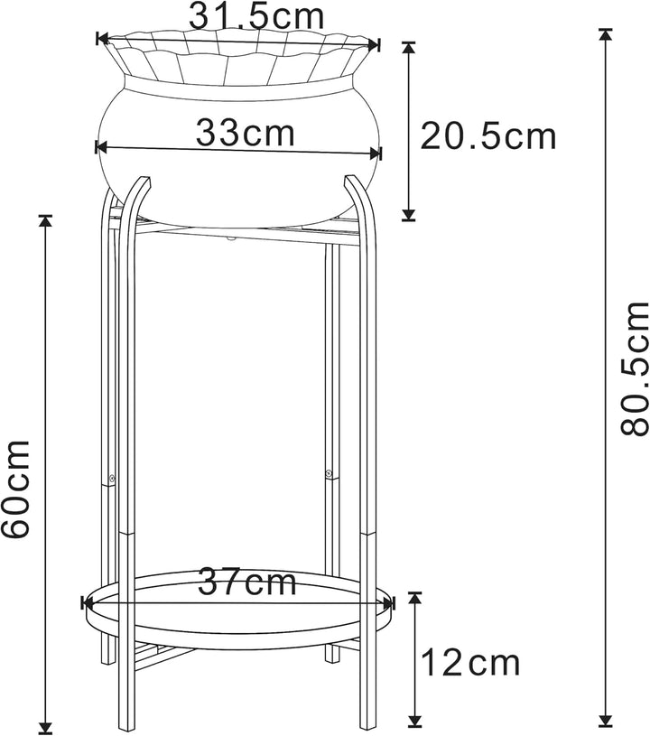 [en.casa] Blumenständer Altena Pflanzenständer mit Blumentopf und Ablage Metall Grau Pflanzenregal 8