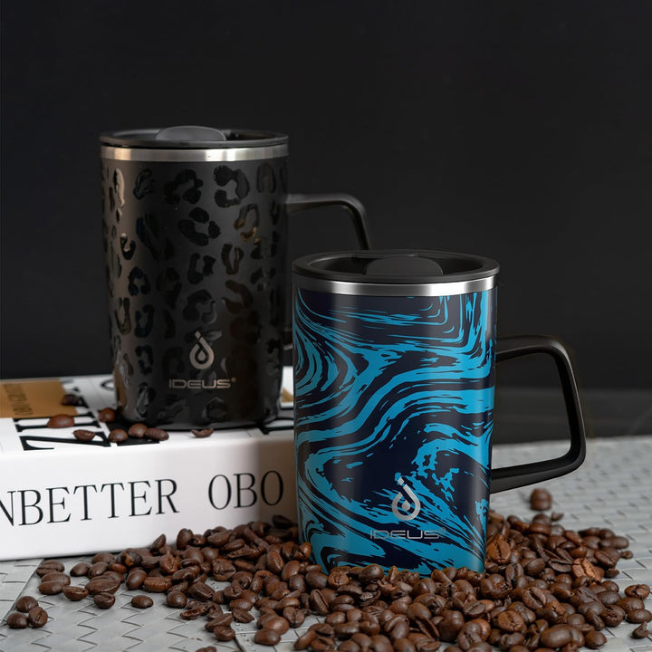 Ideus® Kaffeebecher 470 ml (16 oz), doppelwandige vakuumisolierte Kaffee- und Teetasse aus Edelstahl