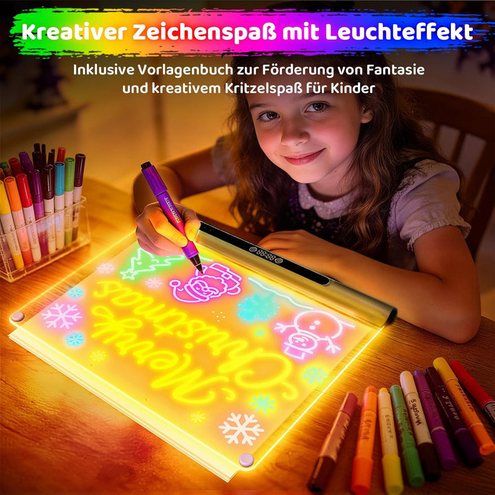 LED-Zeichenbrett Wiederaufladbares 41 cm, 9 Lichtmodi mit Timer, Neon-Trockenlöschtafel mit Ständer,