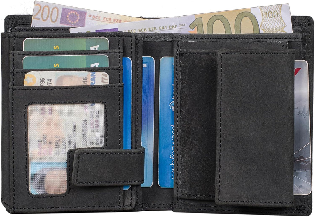 Herren Geldbörse aus Echt-Leder - Geldbeutel mit RFID-Schutz - Grosses Portemonnaie für Herren - Vin