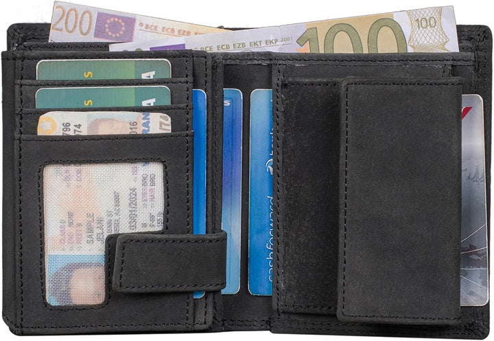 Herren Geldbörse aus Echt-Leder - Geldbeutel mit RFID-Schutz - Grosses Portemonnaie für Herren - Vin