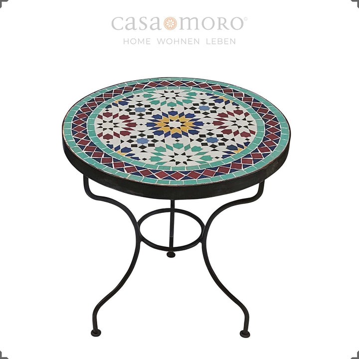 Casa Moro Terrassentisch Rund – Fliesentisch Gartentisch Mosaiktisch | Balkontisch, Beistelltisch Au