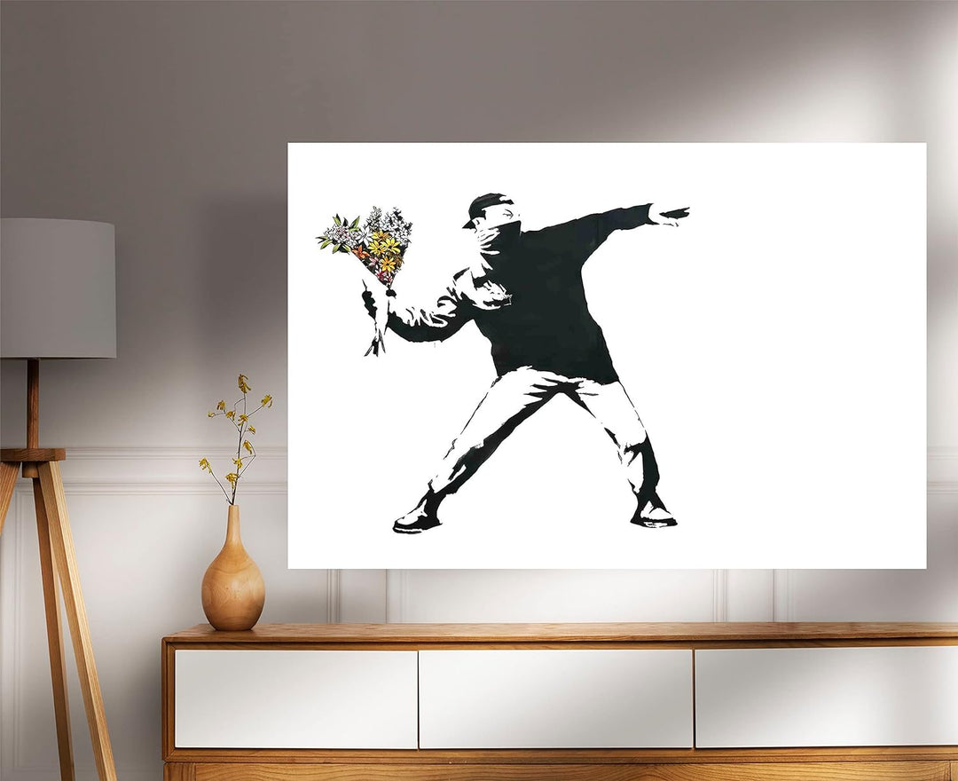 Banksy Leinwanddruck, Motiv: Blumenwerfer, 86 x 61 cm, A1