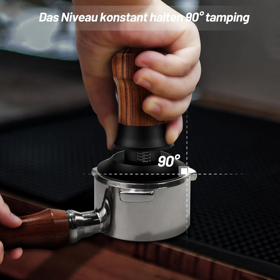 NOTSEK Tamper 54mm, Espresso tamper mit Ripple Base, Walnuss Kaffee Tamper mit 304 Edelstahl Base, K