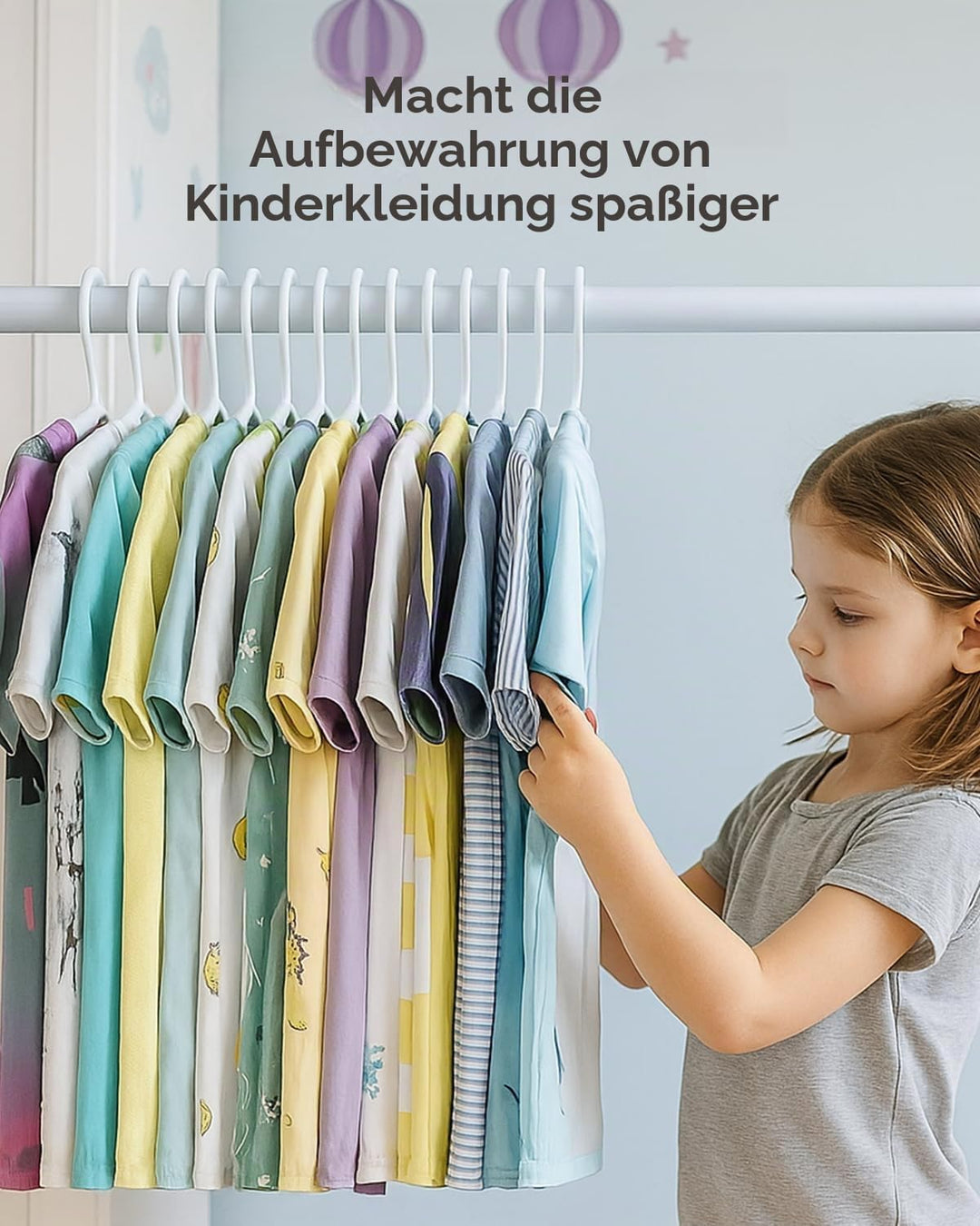 100 Stück Kinder-Kleiderbügel aus Kunststoff, Platzsparend Baby Bügel, Rutschfester Kinderkleiderbüg