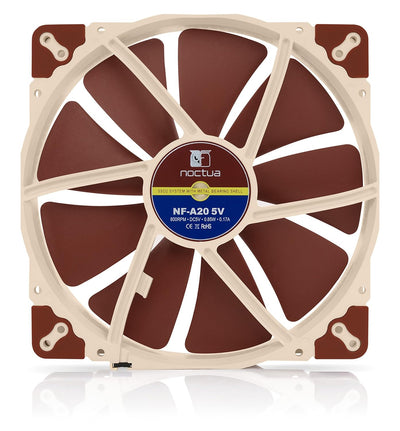 Noctua NF-A20 5V, Leiser Premium-Lüfter mit USB Stromadapterkabel, 3-Pin, 5V Version (200x30mm, Brau