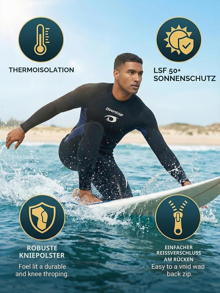 Owntop Herren Damen Ganzkörper 3/2mm Neoprenanzug, Ultra-Stretch Langarm Winter Neoprenanzug, Rücken
