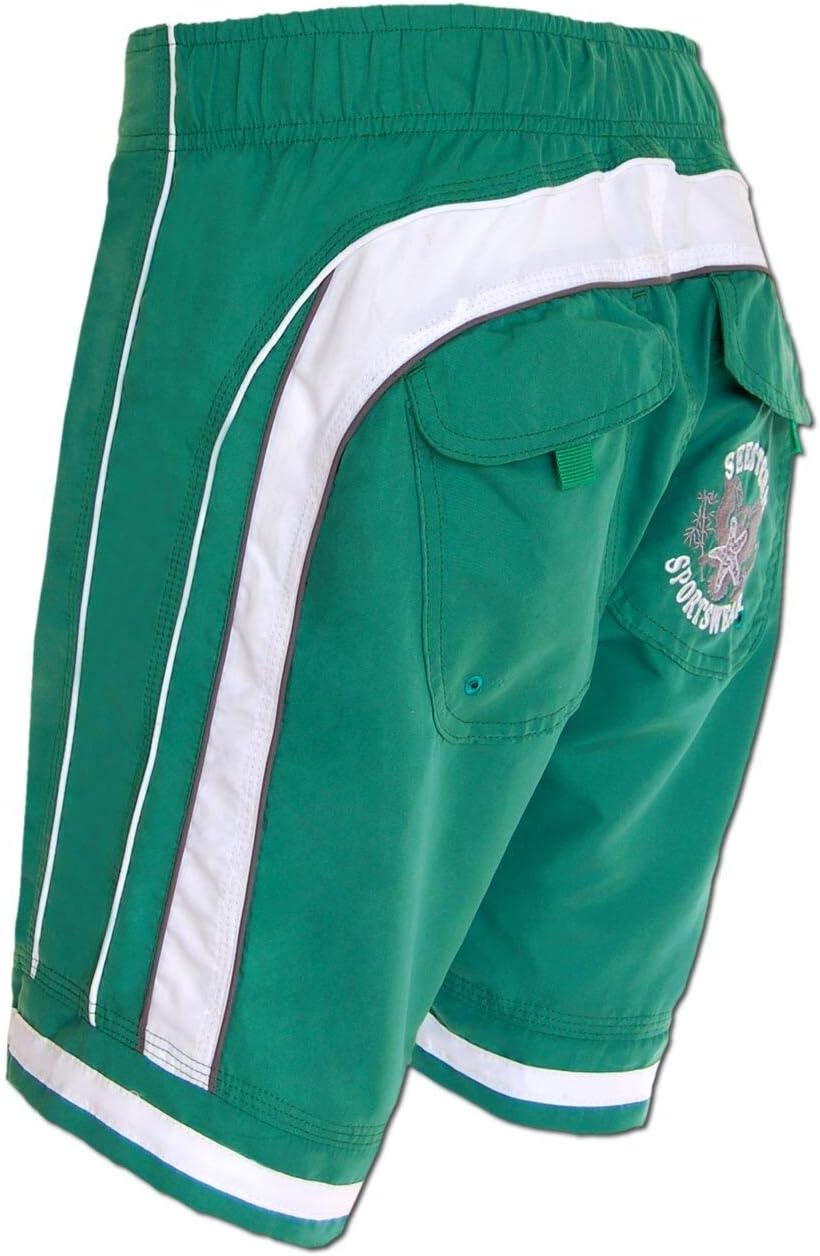 SEESTERN Herren Boardshorts Surfshorts Boardshort Badeshorts mit Gummizug hinten S-3XL mittellang 47